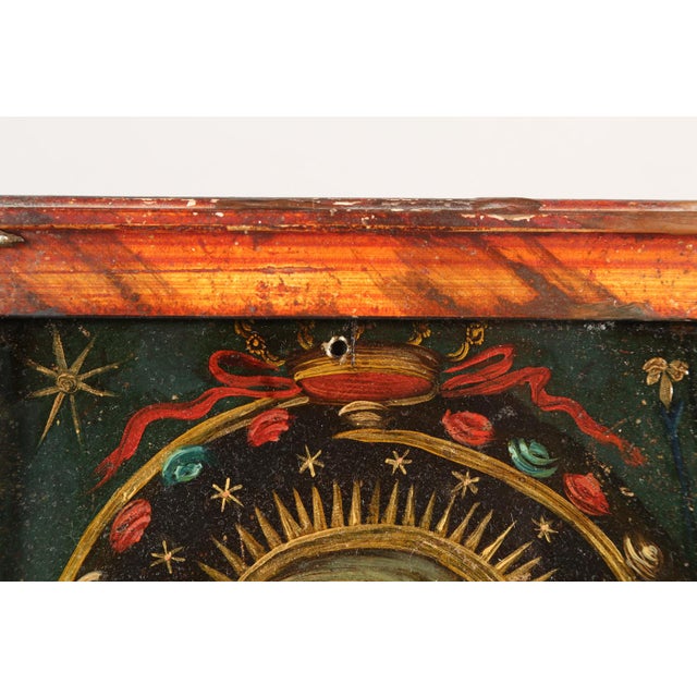 Green Our Lady of the Cave, Oil on Tin, 19th Century For Sale - Image 8 of 10