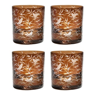 Finch Double Old Fashioned Glasses Mahogany - Set of 4 For Sale