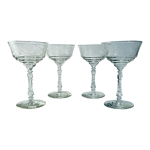 Mid 20th Century Libbey Rock Sharpe Champagne Coupes- Set of 4