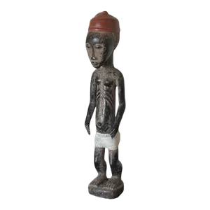 Vintage Wood Carved Primitive Tribal Solomon Islands Figure With Red Hat