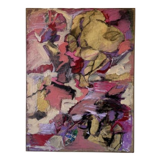 Helen Stein “Encounter” Expressionist Abstract Mixed Media Acrylic Painting, Signed For Sale