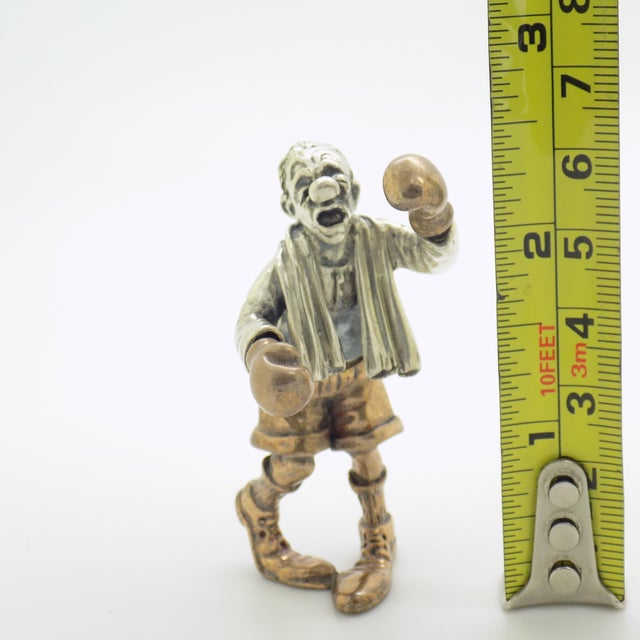 Vintage Italian Silver 800 and Brass Boxer Figurine by Angini, Tuscany, 1970s For Sale - Image 14 of 15