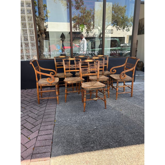 Traditional Set of Eight Antique Hitchcock Style Dining Chairs. For Sale - Image 3 of 12