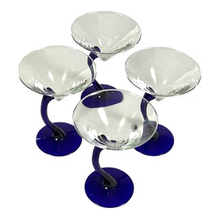 1990s Libbey-“Bravura”-Stylish, Modern Martini Glasses – Set of Four For Sale