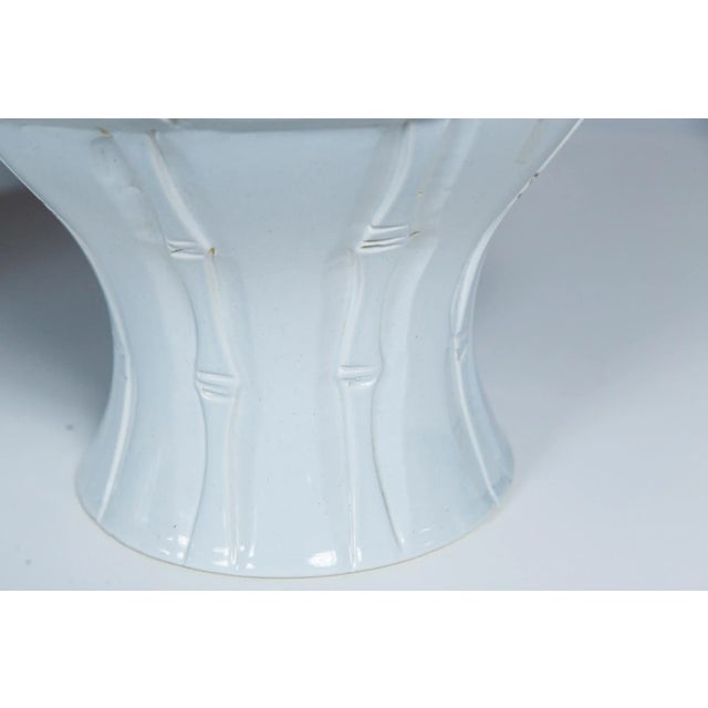 White Ceramic Faux Bamboo Lamps, 1970s - A Pair For Sale In New York - Image 6 of 11