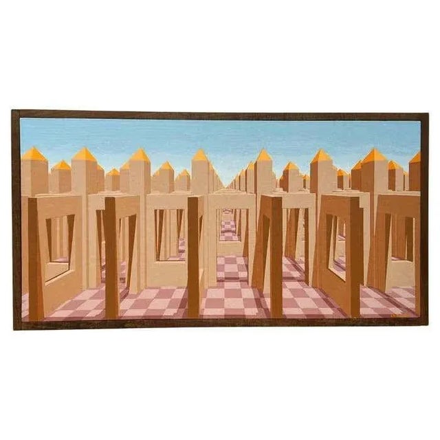 Textile Architectural Dreamscape Paintings #2 For Sale - Image 7 of 7