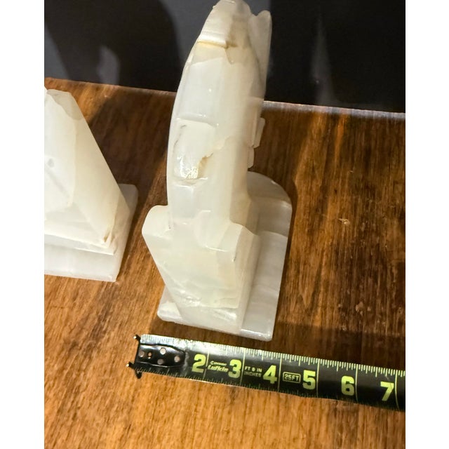 Vintage Onyx Stone Marble Horse Head Bookends Hand Carved 9” Set of 2 For Sale - Image 11 of 11