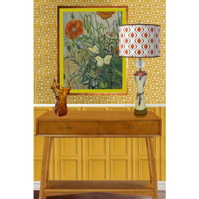 Art Glass Table Lamp: Milk Glass Mauve Oval Abstract Pattern For Sale - Image 10 of 12