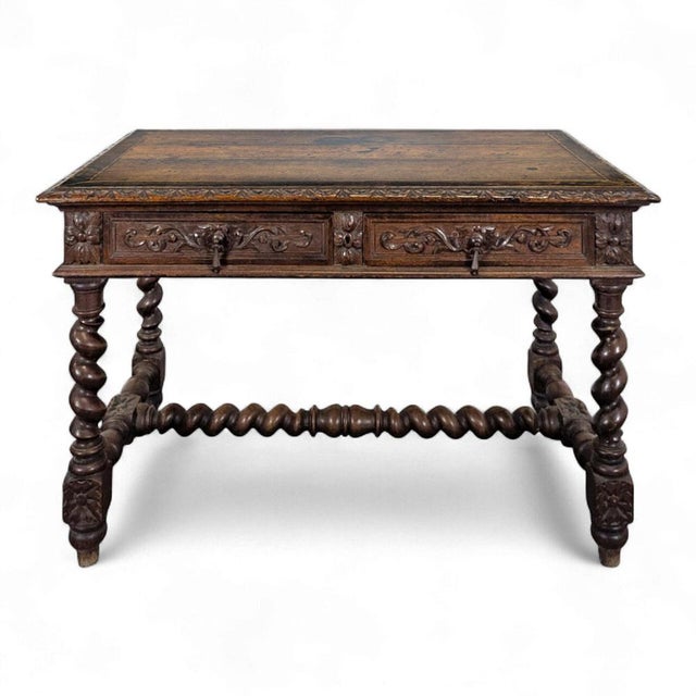 Louis XIII Style Oak Desk For Sale - Image 6 of 6