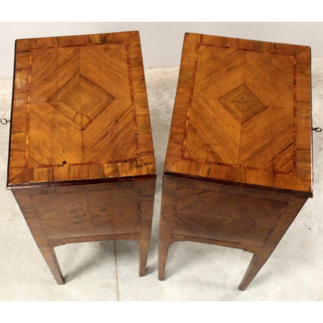 Antique Louis XVI Italian Bedside Tables in Cherrywood, 1700s, Set of 2 For Sale - Image 14 of 15