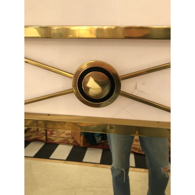 Glamorous Large Solid Brass Hollywood Regency Vintage Mirrors - a Pair For Sale - Image 4 of 12