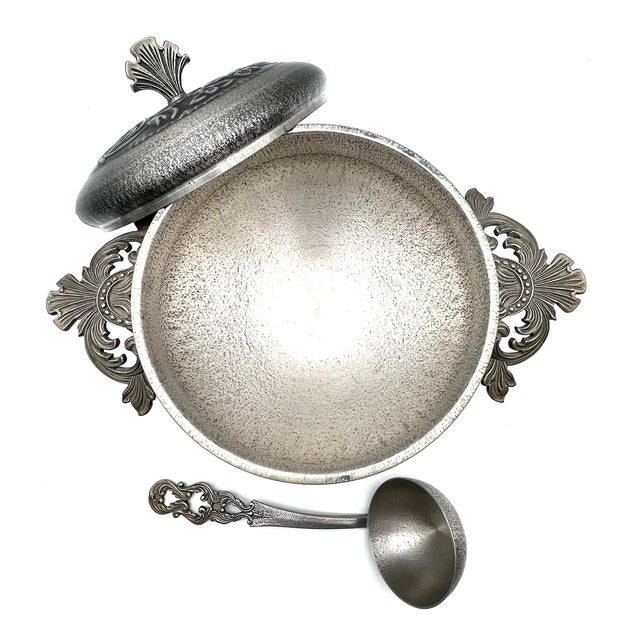 Large Tin Soup Tureen with Lid and Ladle from Pewter Mastad, Norway, 1950s, Set of 2 For Sale - Image 9 of 18