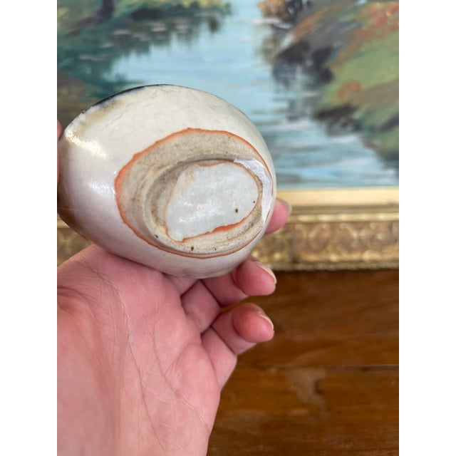Vintage Japanese Shell-Form Celadon Glazed Pottery Dish With Crackle Finish For Sale - Image 9 of 10