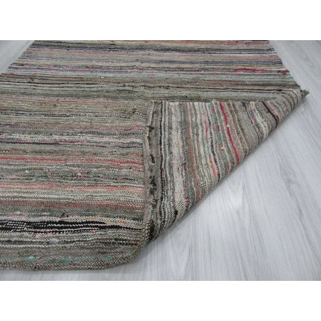 Mid 20th Century 1960s Turkish Striped Rag Rug For Sale - Image 5 of 6