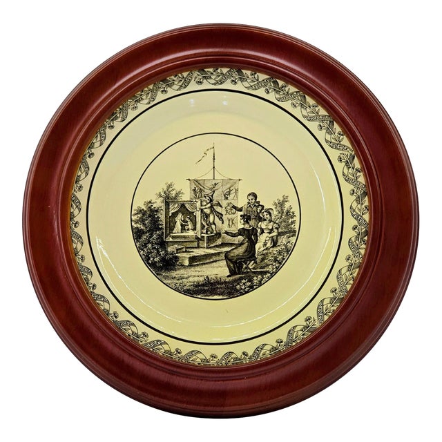 Framed Creamware Plate After Creil Panorama Series For Sale