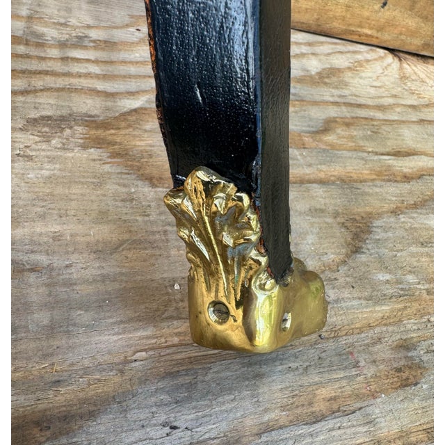 Onyx Late 20th Century Fine All Tooled Leather Legs Top and Sides W/Brass Gallery and Hairy Claw Feet Maitland Smith Drinks Occasional Table For Sale - Image 8 of 12