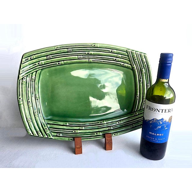 Ceramic Vintage Bamboo by Bordallo Pinheiro Ceramic Oval Serving Platter For Sale - Image 7 of 16