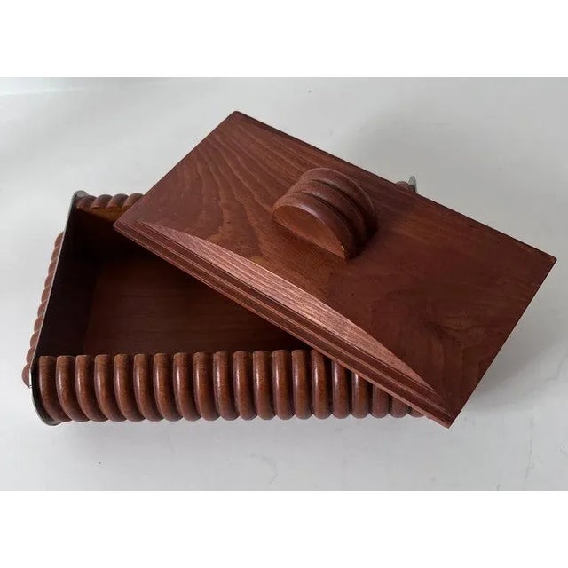 Brown Wooden Hand Crafted French Art Deco Box For Sale - Image 8 of 11