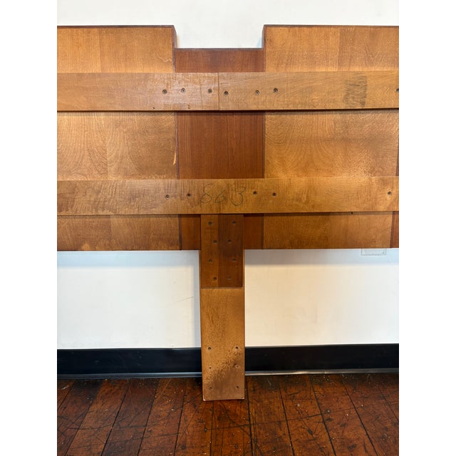 Midcentury Brutalist Tobago of Canada King Size Walnut Headboard For Sale - Image 4 of 4
