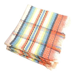 1960s Plaid Fringed Cocktail Napkins - Set of 4 For Sale