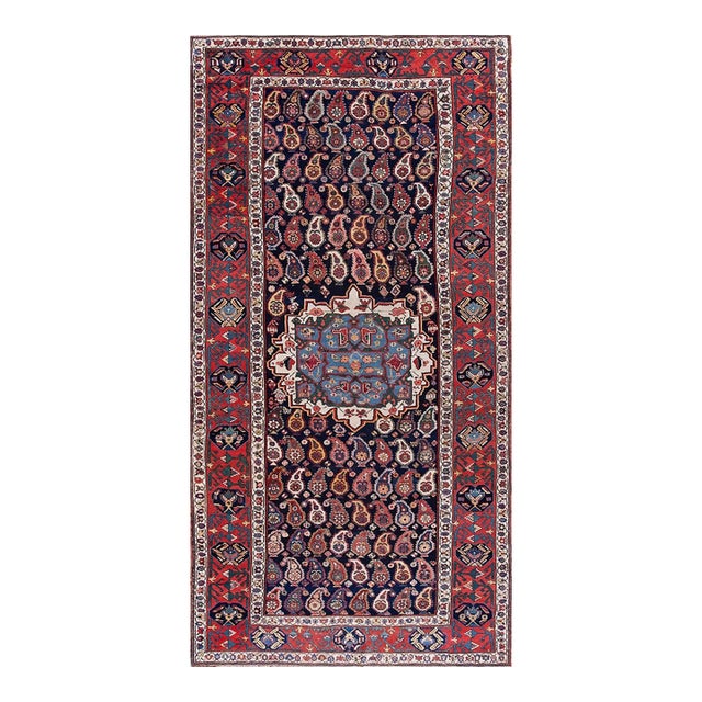 Wonderful Red and Black Color With Paisley Pattern Antique Caucasian Karabagh Rug For Sale