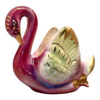 Vintage 1950’s Ceramic Swan Planter For Sale