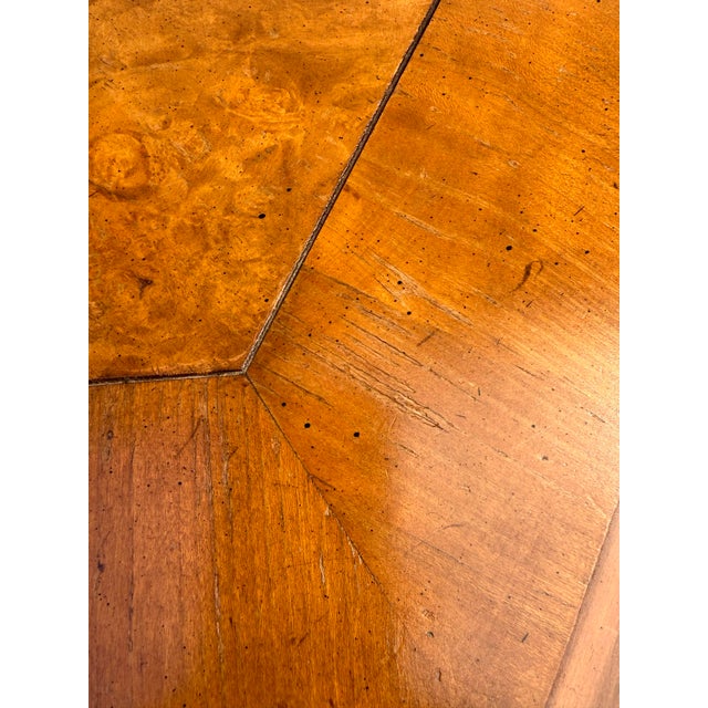 Vintage Hexagonal Traditional Side Table With Burl Wood Top For Sale - Image 9 of 12