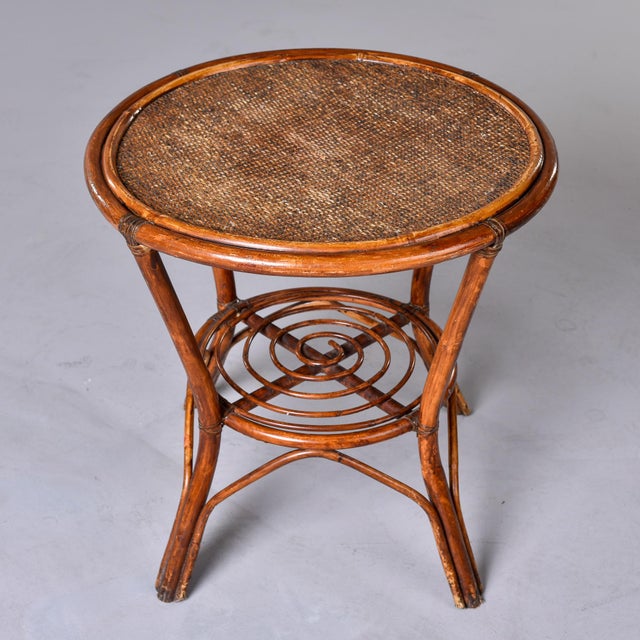 Mid-Century Modern French Mid-Century Bent Rattan & Bamboo Side Table For Sale - Image 3 of 12