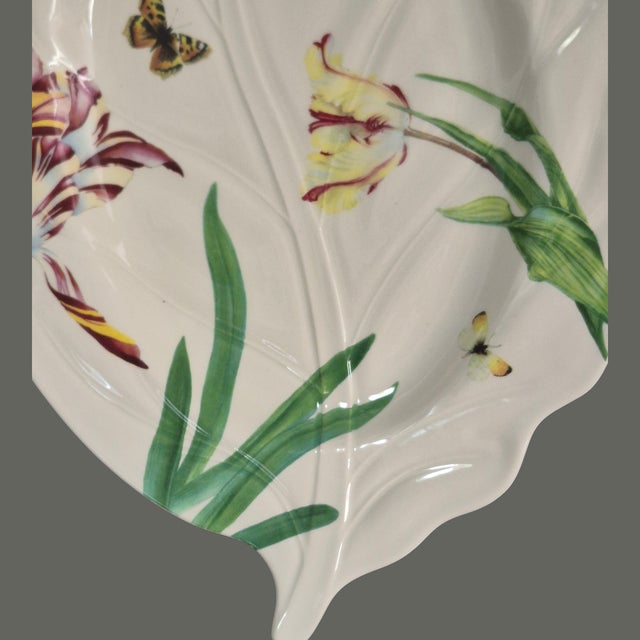 Spode Vintage Floral Haven Spode Leaf Shaped Floral Platter 18.8'' X 12'' For Sale - Image 4 of 7