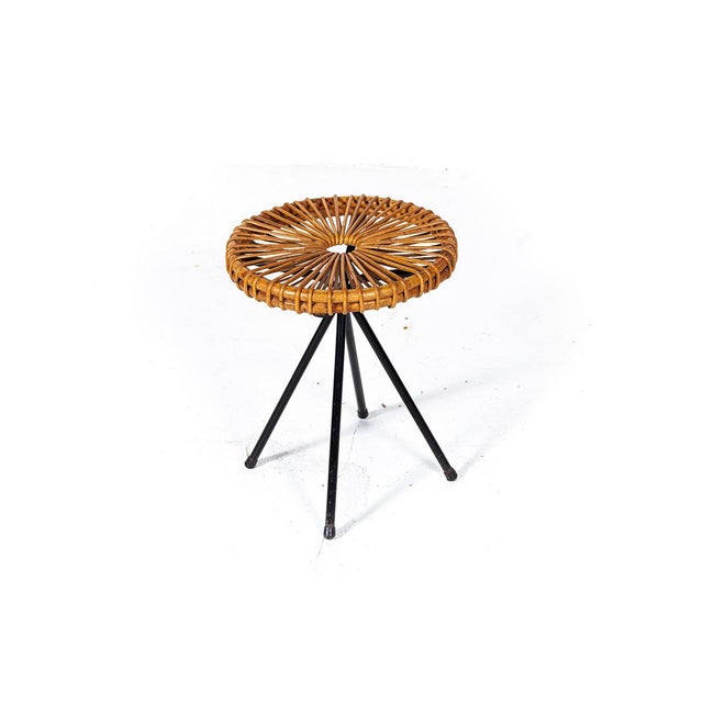 Low stool or plant table manufactured in The Netherlands by Rohé Noordwolde. It features a black metal frame with rubber...