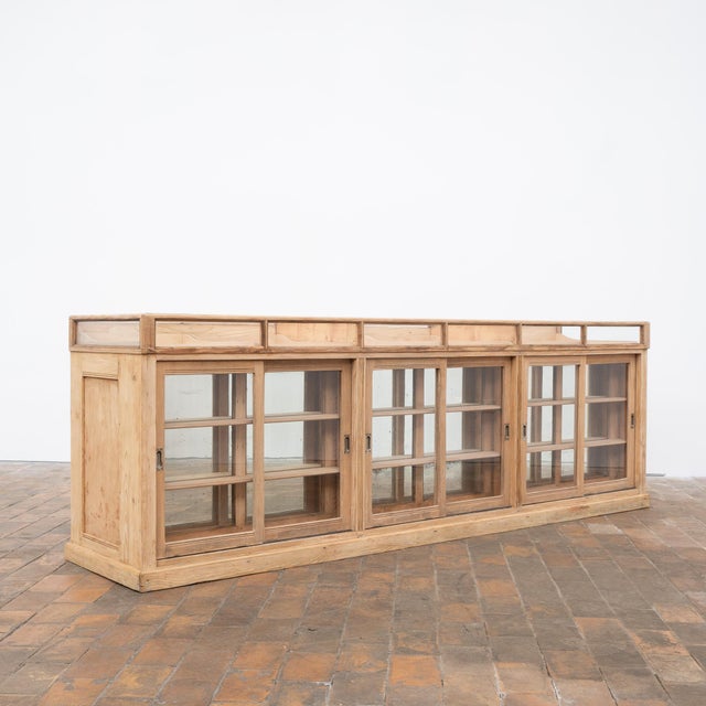 Early 20th Century Glass-Fronted Fir Wood Shop Counter, 1910 For Sale - Image 17 of 17