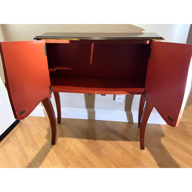 Mid 20th Century Vintage Red Chinese Console French Style Cabinet For Sale - Image 9 of 9