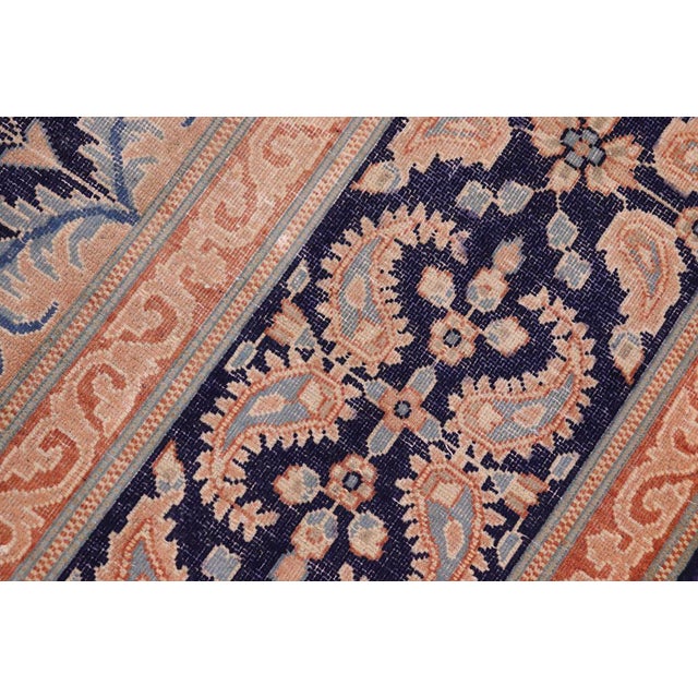 Textile Shabby Chic Vintage 1990's Blue/Brown Wool Rug - 9'10'' X 12'8'' For Sale - Image 7 of 10