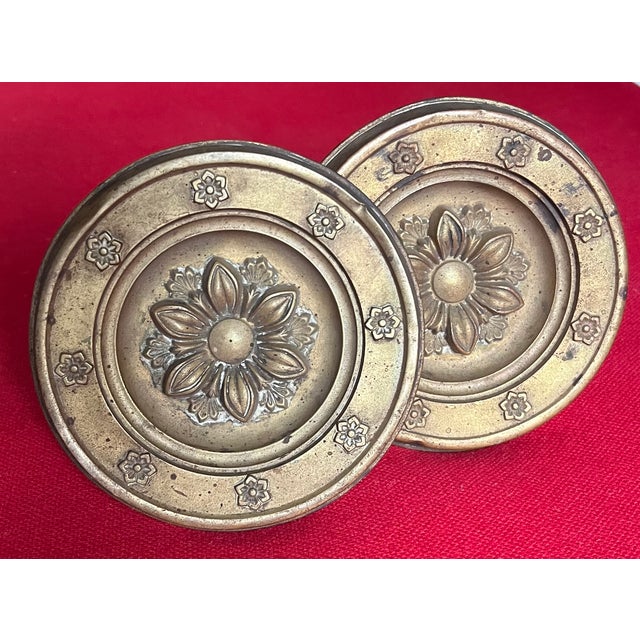 Large Antique 19th Century American Federal Empire Spun Brass Classical Drapery Tie Backs - A Pair For Sale - Image 10 of 16