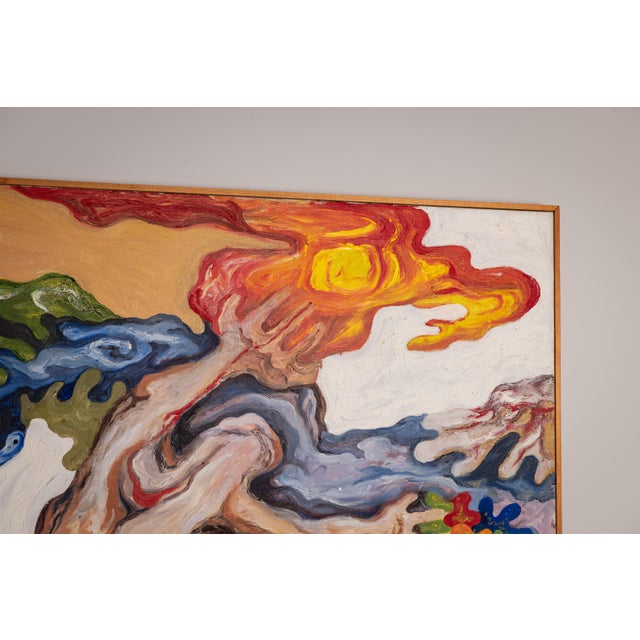 Abstract Figure Under the Sun, 1960s, Oil on Canvas For Sale - Image 16 of 17
