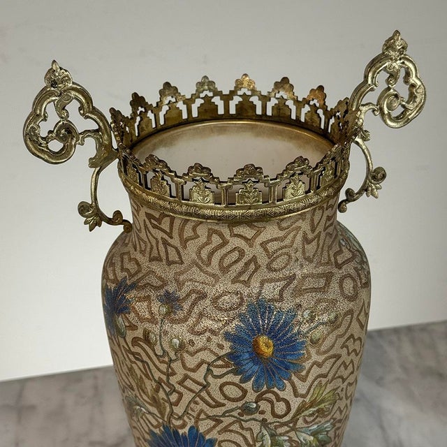 Pair of 19th Century French Gilt Bronze Mounted Hand-Painted Porcelain Vases by Royal Bonn For Sale - Image 17 of 18