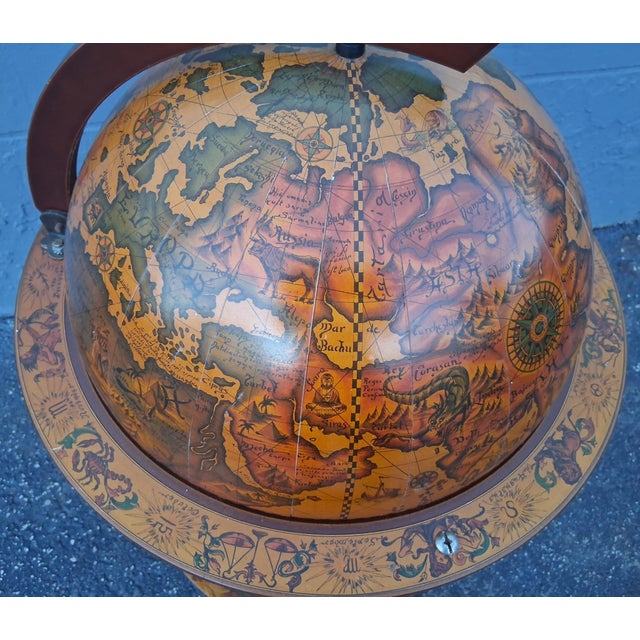 Mid Century World Globe Dry Bar For Sale - Image 9 of 12
