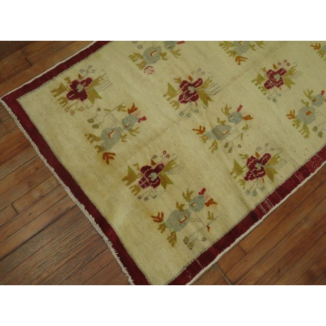 Antique White Mid 20th Century White Turkish Rug, 4' X 9'1'' For Sale - Image 8 of 9