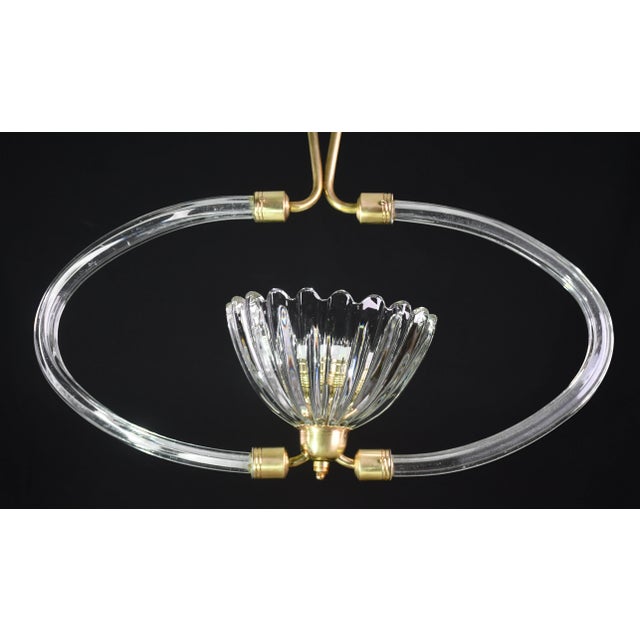 Brass 1950s Art Decò Murano Glass and Brass Chandelier by Barovier & Toso For Sale - Image 8 of 13