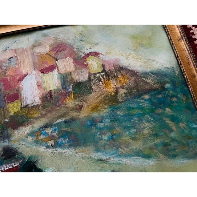 1950s Mid Century Abstract Seascape Painting Vintage Mod For Sale - Image 5 of 8