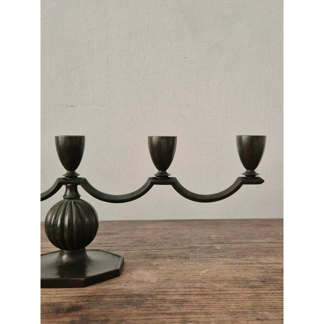 1920s Swedish Grace Candelabra in Bronze by Jacob Ängman, 1920s For Sale - Image 5 of 9
