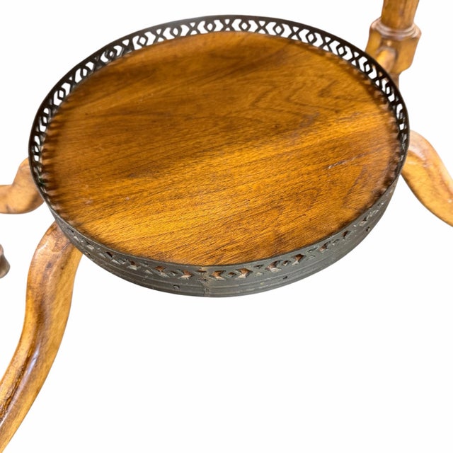 Brown Vintage Two Drawer Birds Eye Wood Brass Gallery Drinks or Side Table For Sale - Image 8 of 11