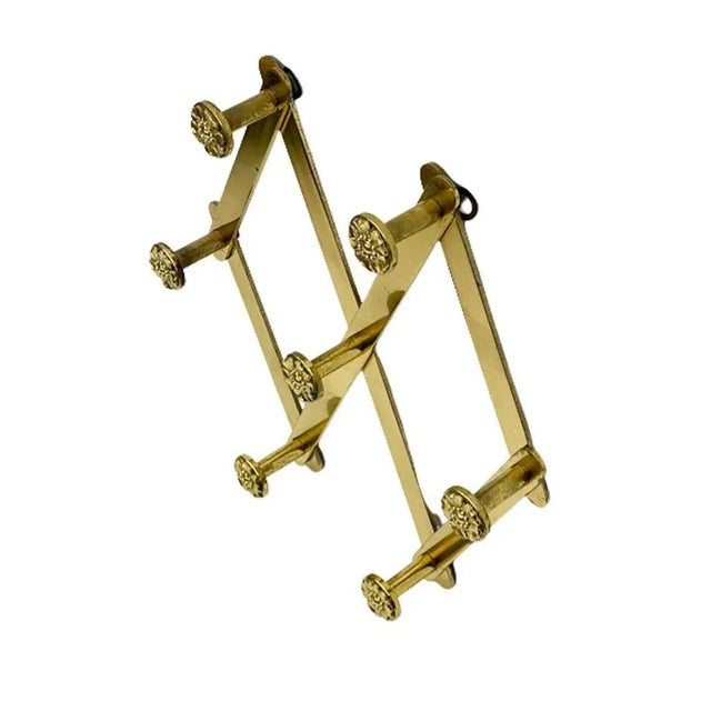 Italian Extendable Brass Coat Rack with Floral Knobs For Sale - Image 6 of 11