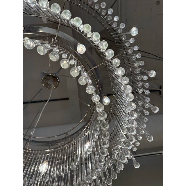 Metal Ochre Light Drizzle Three-Tier Round Chandelier For Sale - Image 7 of 12