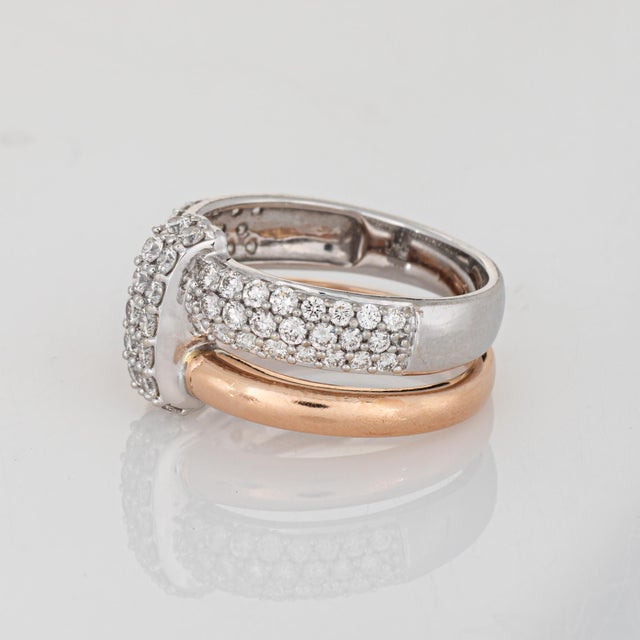 1.11ct Diamond Ring 2 Bands in One 14k Rose Gold Ring Sz 5.75 Estate Jewelry For Sale - Image 4 of 7