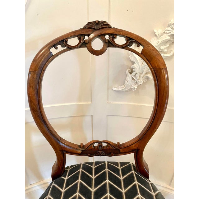 Antique Victorian Walnut Carved Balloon Back Dining Chairs, 1850, Set of 6 For Sale - Image 6 of 9