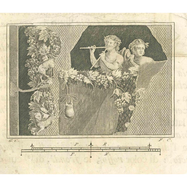 Ferdinando Campana, Roman Fresco with Mythological Animals, Etching, 18th Century For Sale