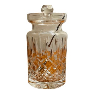 Galway Irish Cut Crystal Vintage Lidded Jam Jelly Jar - Signed, "Leah" Pattern For Sale