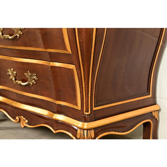 Karges French Provincial Louis XV Burled Walnut and Gold Gilt Bombay Chests of Drawers, Pair For Sale - Image 9 of 16