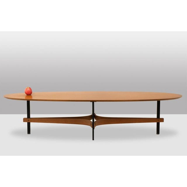 Oval Coffee Table in Light Teak by Guglielmo Ulrich, 1950s For Sale - Image 3 of 5